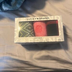 Lucky Brand Men's Patterned Crew Socks - Green, Pink, Black